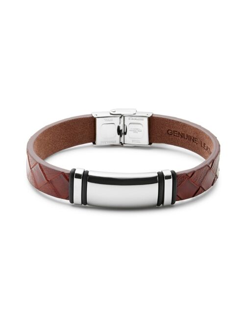 Eves's jewelry Eve's Jewelry Men's Brown Woven Leather Id Bracelet