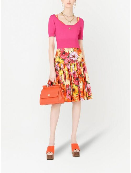 Dolce & Gabbana floral-print pleated skirt