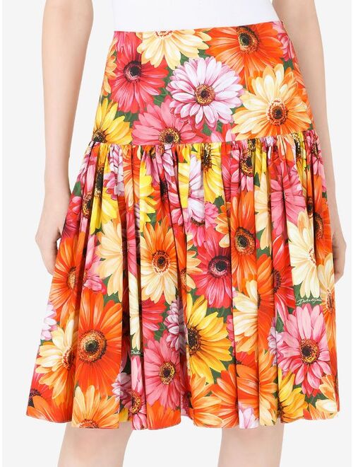 Dolce & Gabbana floral-print pleated skirt