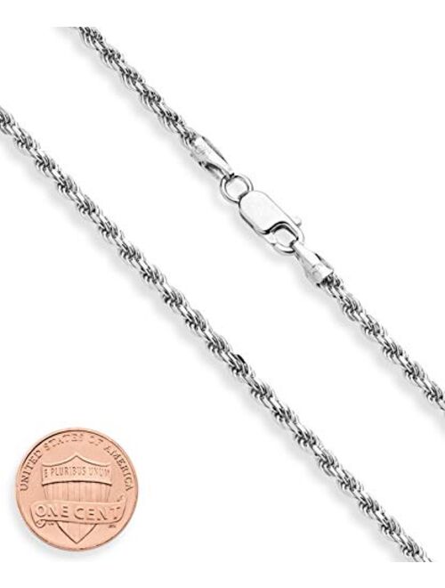 Miabella Solid 925 Sterling Silver Italian 2mm, 3mm Diamond-Cut Braided Rope Chain Necklace for Men Women 16, 18, 20, 22, 24, 26, 28, 30 Inch 925 Sterling Silver Made in 