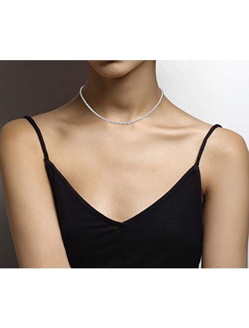 Miabella Solid 925 Sterling Silver Italian 2mm, 3mm Diamond-Cut Braided Rope Chain Necklace for Men Women 16, 18, 20, 22, 24, 26, 28, 30 Inch 925 Sterling Silver Made in 