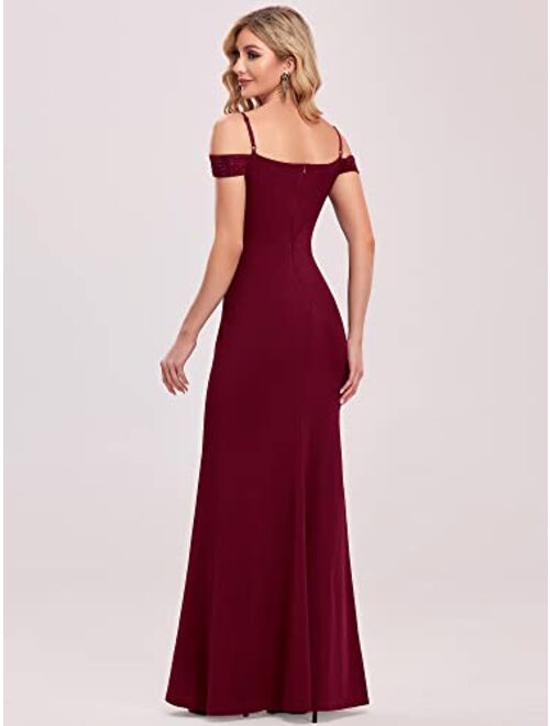 Ever-Pretty Women's Long Mermaid Off-Shoulder Spaghetti Straps Evening Party Dress 50158