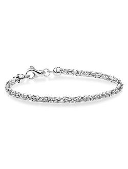 Solid 925 Sterling Silver Italian Handmade 4.5mm Round Byzantine Bracelet for Men Women, 7, 8, 8.5 Inch Made in Italy