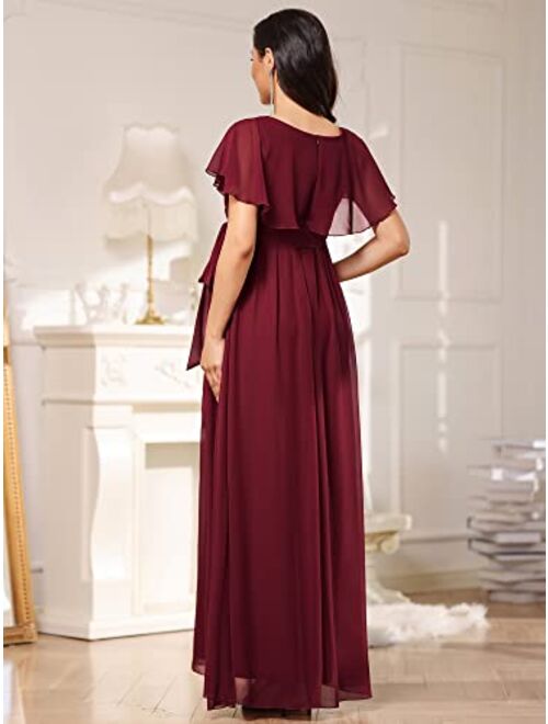 Ever-Pretty Women's Short Sleeves V-Neck Chiffon Maternity Party Dress for Baby Shower 20835