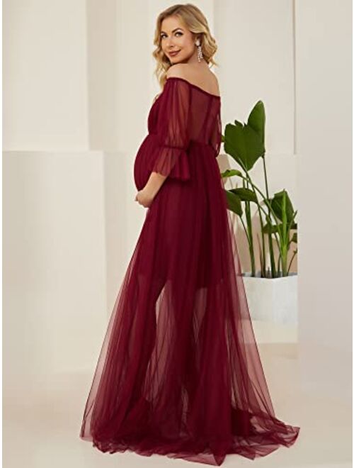 Ever-Pretty Women's Off-Shoulder A-line Tulle Maternity Dress for Baby Shower 20862