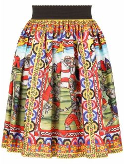 graphic-print A-line skirt