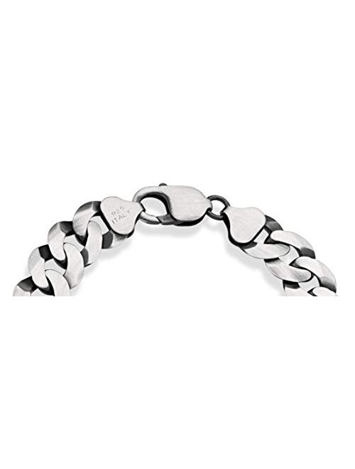 Miabella 925 Sterling Silver Italian 12mm Solid Diamond-Cut Cuban Link Curb Chain Bracelet, 7.5, 8, 8.5, 9 Inch Jewelry For Men Made in Italy