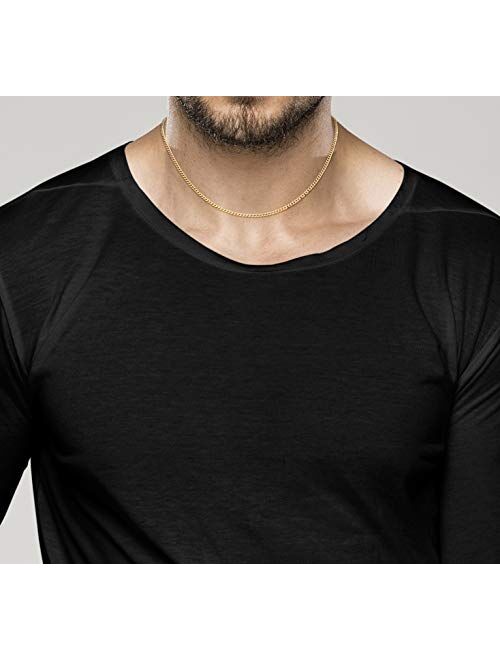 Miabella Solid 18K Gold Over 925 Sterling Silver Italian 2.5mm Diamond Cut Cuban Link Curb Chain Necklace for Women Men, 16, 18, 20, 22, 24, 26, 30 Inch Made in Italy