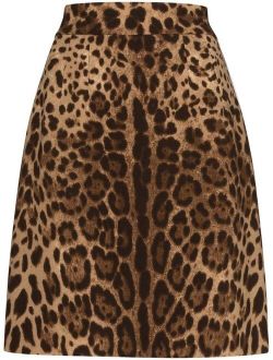 leopard-print A-line skirt