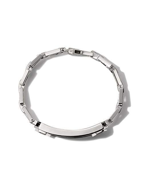 Bulova Mens Precisionist Stainless Steel Tuning Fork Chain Link ID Bracelet, Black Diamond Accent (Model J96B001M), Silver-Tone, Medium