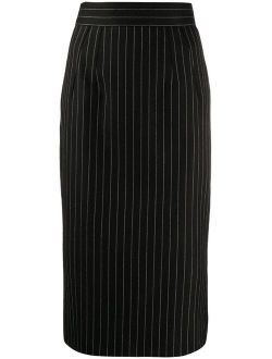 pinstriped fitted midi skirt