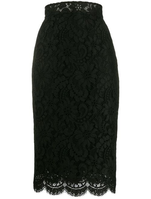Buy Dolce & Gabbana high-waisted lace pencil skirt online | Topofstyle