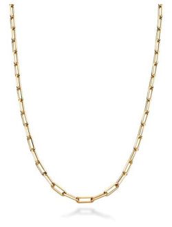 Solid 18K Gold Over Sterling Silver Italian 2.5mm Paperclip Link Chain Necklace for Women Men, 16, 18, 20, 22, 24, 26, 30 Inch 925 Made in Italy