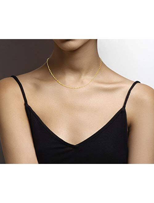 Miabella Solid 18K Gold Over Sterling Silver Italian 2.5mm Paperclip Link Chain Necklace for Women Men, 16, 18, 20, 22, 24, 26, 30 Inch 925 Made in Italy