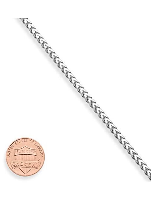 Miabella Solid 925 Sterling Silver Italian 2.5mm Franco Square Box Link Chain Bracelet for Men Women 7, 7.5, 8, 8.5 Inch Made in Italy