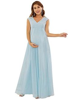 Women's Lace Embroidery A-line Tulle Maternity Party Dress 20820