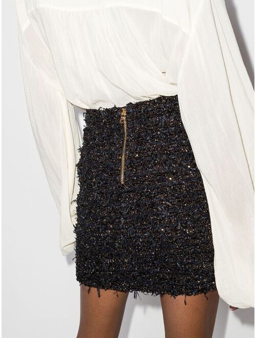 Balmain high-rise tweed miniskirt