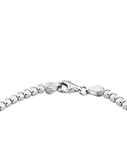 Miabella 925 Sterling Silver Organic Cube Bead Chain Bracelet for Women Men, 6.5, 7, 7.5, 8, 8.5 Inch Handmade in Italy