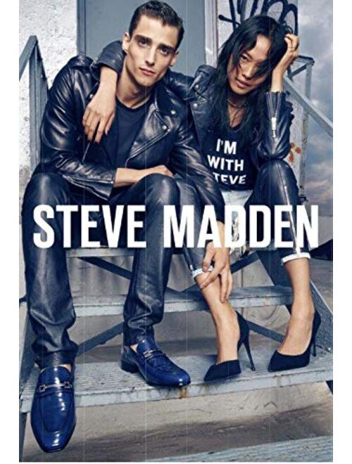 Steve Madden Men's Black Lava Stone with Skull Head Charm Stretch Duo Bracelet Set in Stainless Steel