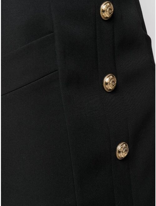 Balmain button-embellished wool skirt
