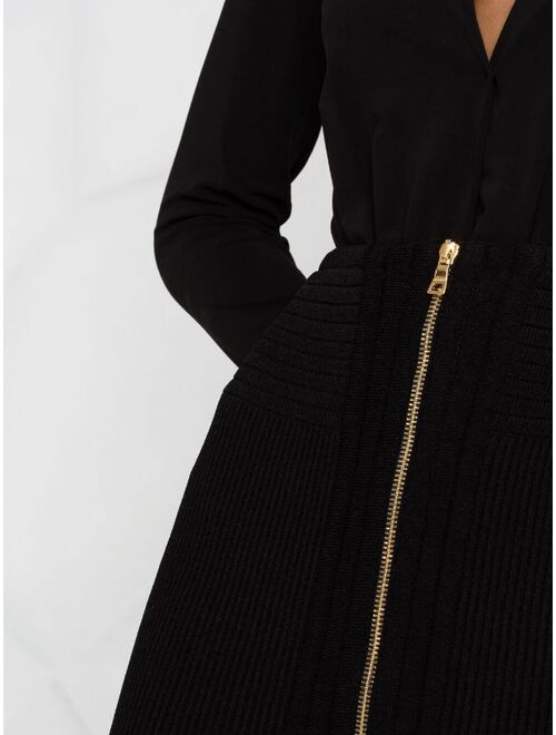 Balmain ribbed-knit zipped skirt
