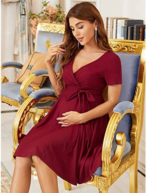 Ever-Pretty Women's V-Neck A-line Short Wrap Maternity Dress for Causal Party 20786