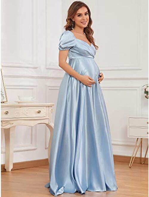 Ever-Pretty Women's Short Sleeve Deep V-Neck Long Maternity Dress for Baby Shower 20801