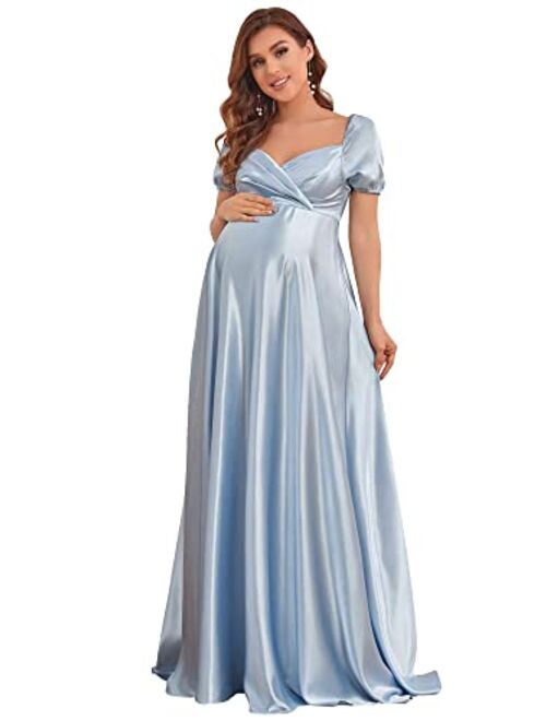 Ever-Pretty Women's Short Sleeve Deep V-Neck Long Maternity Dress for Baby Shower 20801