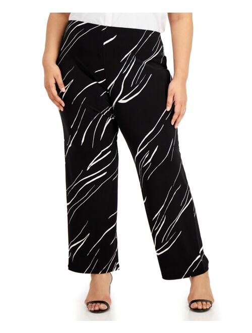 Alfani Plus Size Printed Wide-Leg Soft Pants, Created for Macy's