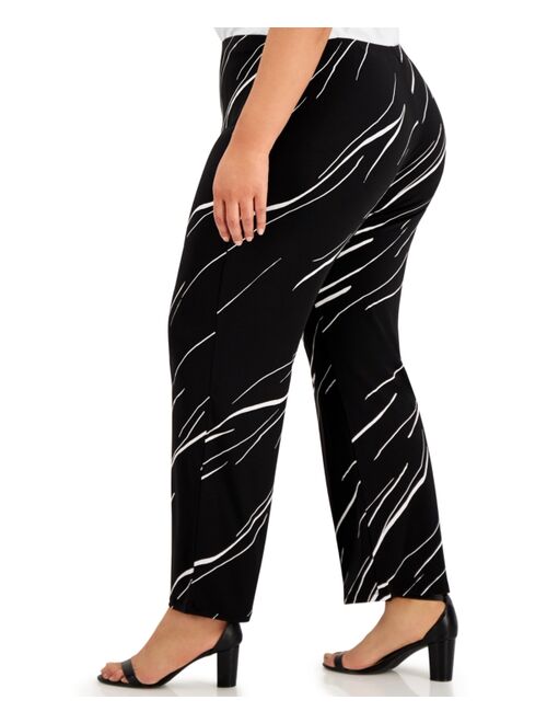 Alfani Plus Size Printed Wide-Leg Soft Pants, Created for Macy's