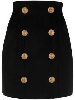 8-button high-waist miniskirt