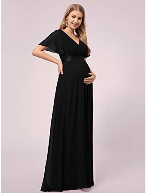 Ever-Pretty Womens Short Sleeve A-line V-Neck Chiffon Maternity Dresses for Party 9890-YF
