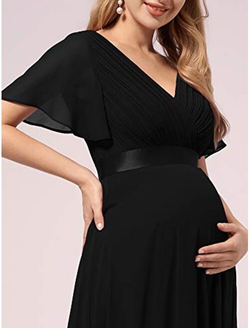 Ever-Pretty Womens Short Sleeve A-line V-Neck Chiffon Maternity Dresses for Party 9890-YF