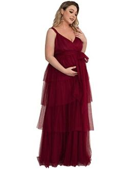 Women Plus Size V Neck A Line Maternity Party Dresses for Baby Shower 20794-PZ