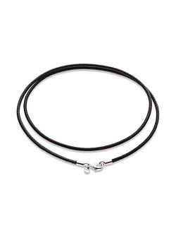 Genuine Italian 2mm Black or Brown Leather Cord Chain Necklace for Men Women with 925 Sterling Silver Clasp 14, 16, 18, 20, 22, 24, 26 Inch Made in Italy