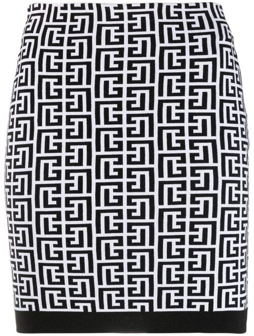 Balmain high-waisted monogram skirt