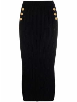 buttoned knitted midi skirt