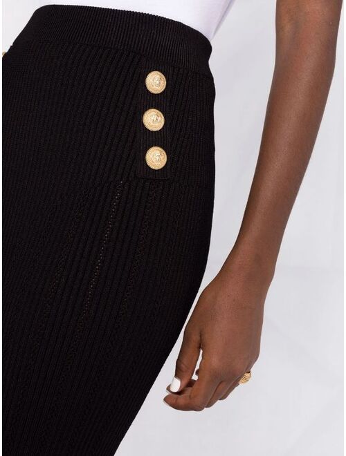 Balmain buttoned knitted midi skirt