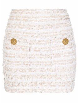 lurex tweed pocket-front mini skirt