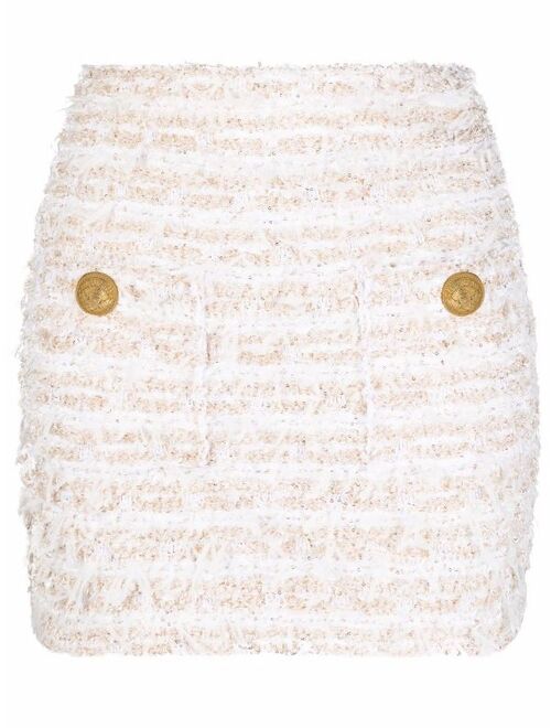 Balmain lurex tweed pocket-front mini skirt