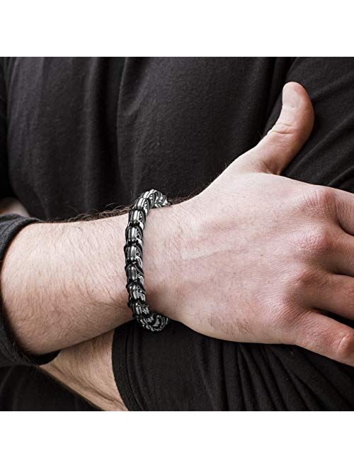 Steve Madden Stainless Steel Cord Box Chain Bracelet for Men