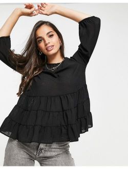 tiered blouse in black