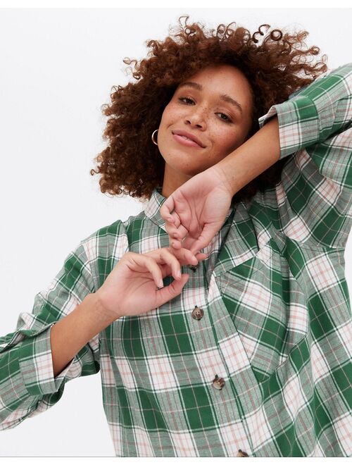 New Look check shacket in green