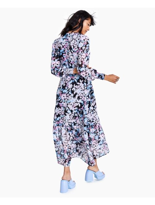 Bar III Floral-Print Wrap Maxi Dress, Created for Macy's