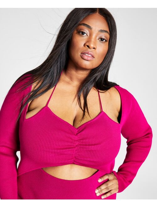Bar III Plus Size Cutout Sweater Dress, Created for Macy's