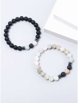 2pcs Men Beaded Bracelet
