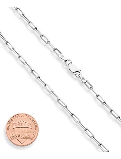 Miabella Solid 925 Sterling Silver Italian 2.5mm Paperclip Link Chain Necklace for Women Men, 16, 18, 20, 22, 24, 26, 30 Inch Made in Italy
