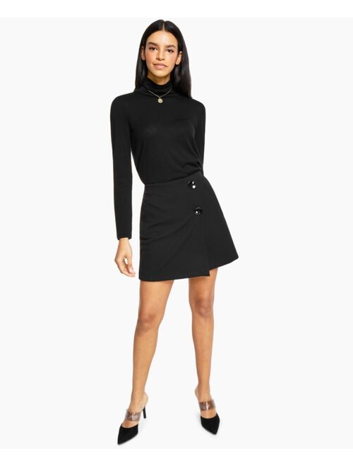 Bar III Polyester Button-Front Skort