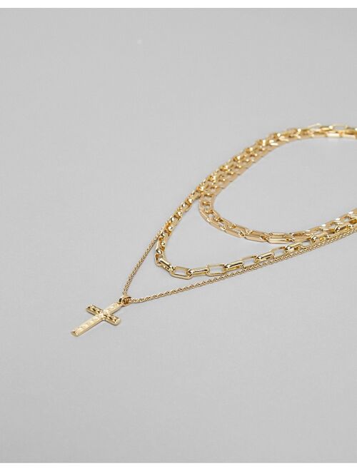 Bershka layered chain necklace in gold