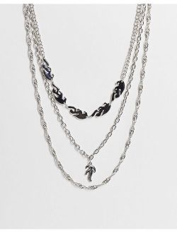 layered chain necklace in silver